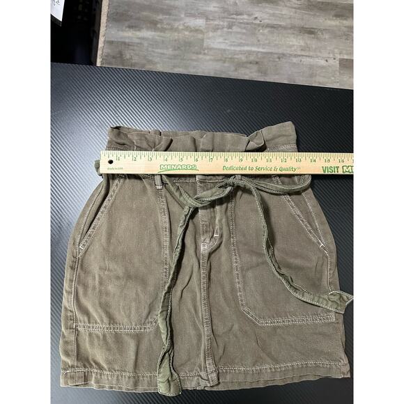 Free People Green Paperbag Cargo Mini Skirt Tie Skirt Size 4 Boho Military - Picture 4 of 10